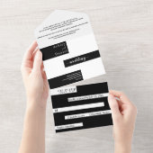 Elegante, moderne Schwarz-Weiß-Chic-Hochzeit All In One Einladung (Abreißen)