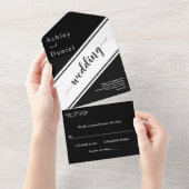 Elegante, moderne Schwarz-Weiß-Chic-Hochzeit All In One Einladung (Abreißen)