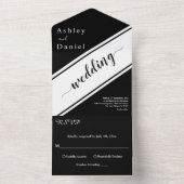 Elegante, moderne Schwarz-Weiß-Chic-Hochzeit All In One Einladung (Innen Boden)