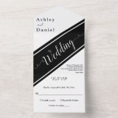 Elegante, moderne Schwarz-Weiß-Delikatesse All In One Einladung (Innen Boden)