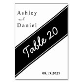 Elegante, moderne Schwarz-Weiß-Delikatesse Tischnummer (Vorderseite)