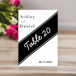 Elegante, moderne Schwarz-Weiß-Delikatesse Tischnummer