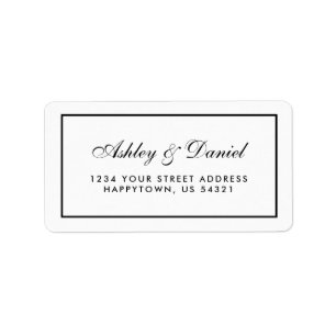Elegante Moderne Schwarz-Weiß-Hochzeit Adressaufkleber