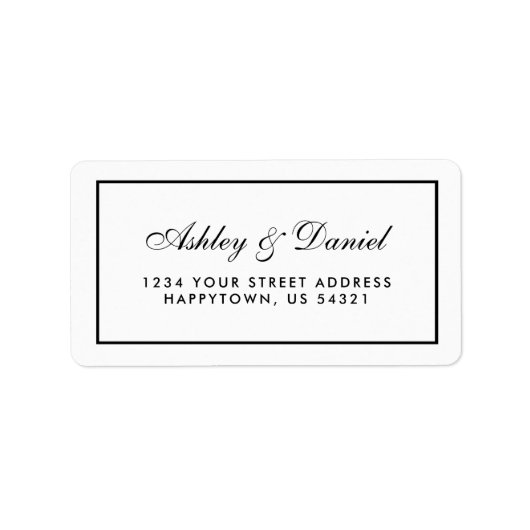 Elegante Moderne Schwarz-Weiß-Hochzeit Adressaufkleber (Vorne)