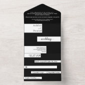 Elegante, moderne Schwarz-Weiß-Hochzeit All In One Einladung (Innen Boden)