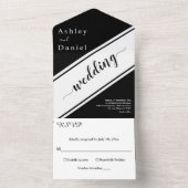 Elegante, moderne Schwarz-Weiß-Hochzeit All In One Einladung (Innen Boden)