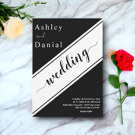 Elegante, moderne Schwarz-Weiß-Hochzeit Einladung