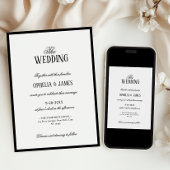 Elegante, moderne Schwarz-Weiß-Hochzeit Einladung