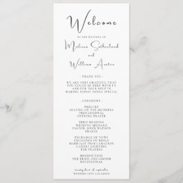 Elegante Moderne Schwarz-Weiß-Hochzeit Programm