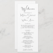 Elegante Moderne Schwarz-Weiß-Hochzeit Programm (Vorne/Hinten)