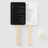 Elegante moderne Schwarz-Weiß-Hochzeitsprogramme Fächer (Vorne und Hinten)