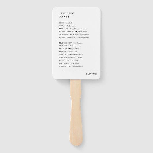 Elegante moderne Schwarz-Weiß-Hochzeitsprogramme Fächer (Rückseite)