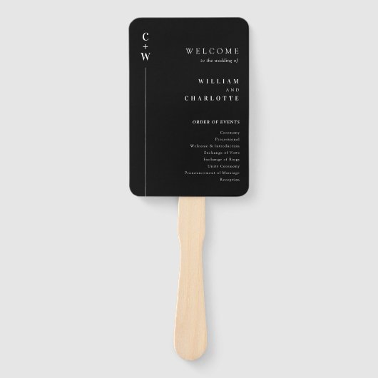 Elegante moderne Schwarz-Weiß-Hochzeitsprogramme Fächer (Vorderseite)