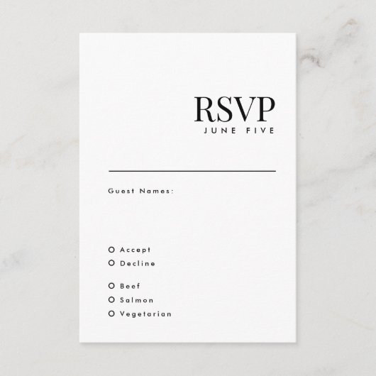 Elegante moderne Schwarz-Weiß-Hochzeitssymbole UAW RSVP Karte (Vorderseite)