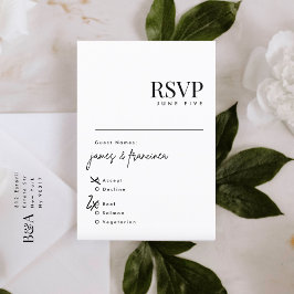 Elegante moderne Schwarz-Weiß-Hochzeitssymbole UAW RSVP Karte