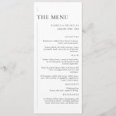 Elegante Moderne Schwarz-Weiß-Minimal-Hochzeit Menükarte (Vorderseite)
