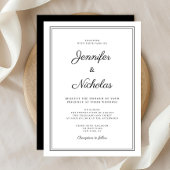 Elegante moderne Schwarz-Weiß-Schrift-Hochzeit Einladung