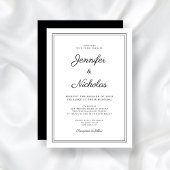 Elegante moderne Schwarz-Weiß-Schrift-Hochzeit Einladung