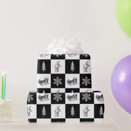 Elegante Moderne Schwarz-Weiß-Weihnachten Geschenkpapier