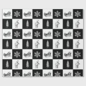 Elegante Moderne Schwarz-Weiß-Weihnachten Geschenkpapier (Flach)