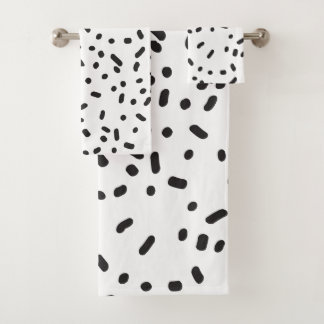 Elegante, moderne, schwarz-weiße Badetücher Badhandtuch Set