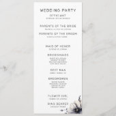 Elegante Moderne Schwarz-weiße Blumenzeremonie Programm (Rückseite)