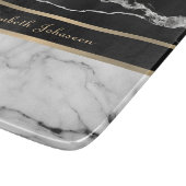 Elegante, moderne, schwarz-weiße Marmorstreifen Schneidebrett (Ecke)