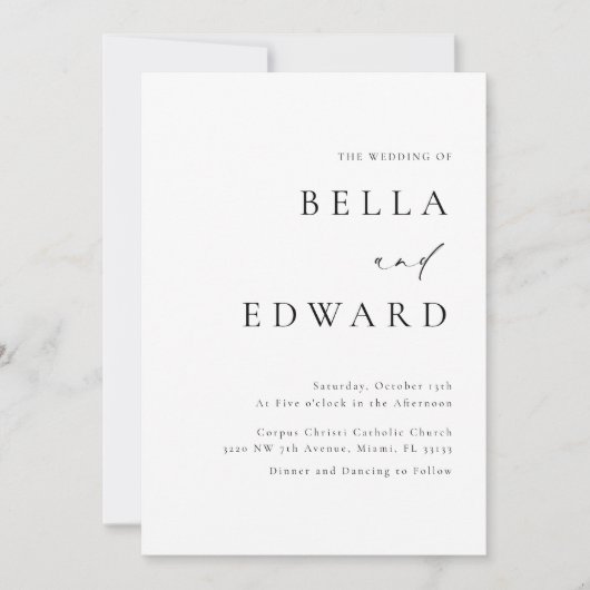 Elegante Moderne Schwarz-weiße Minimalistische Hoc Einladung (Vorderseite)