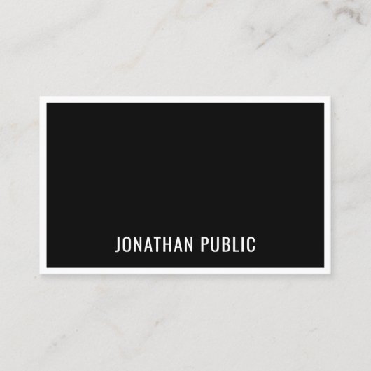 Elegante moderne Schwarz-weiße minimalistische Vor Visitenkarte (Vorderseite)