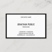 Elegante moderne Schwarz-weiße minimalistische Vor Visitenkarte (Rückseite)