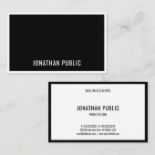 Elegante moderne Schwarz-weiße minimalistische Vor Visitenkarte (Vorne/Hinten)