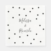 Elegante moderne schwarz-weiße Polka-Punkte Serviette (Vorderseite)