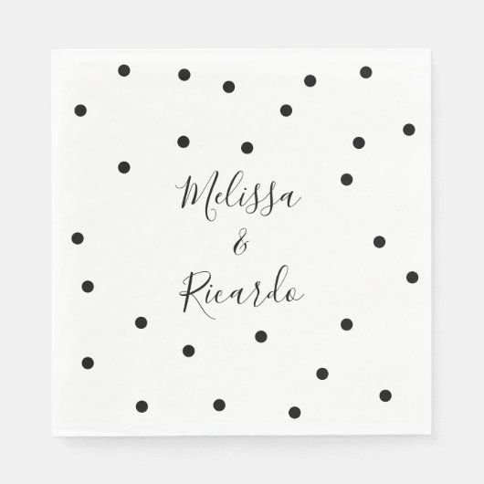 Elegante moderne schwarz-weiße Polka-Punkte Serviette (Vorderseite)