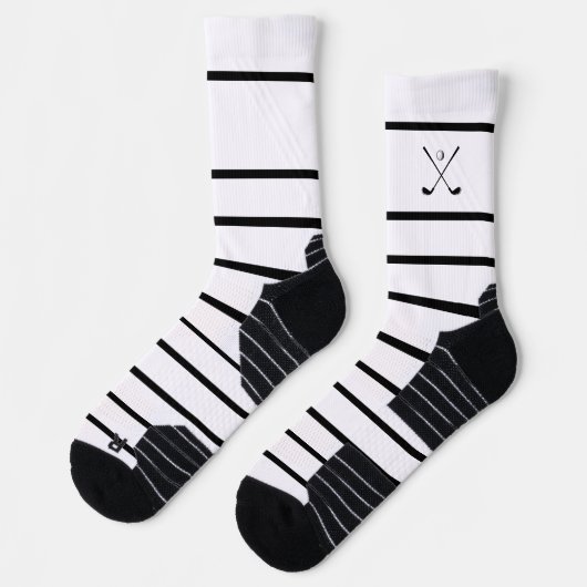 Elegante Moderne Schwarz-weiße Strip Golfer Socken (Links)