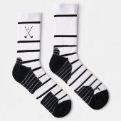 Elegante Moderne Schwarz-weiße Strip Golfer Socken (Rechts)