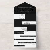 Elegante, moderne, schwarz-weiße, trendige Hochzei All In One Einladung (Innen Boden)