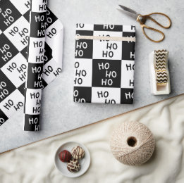 Elegante Moderne Schwarz-weiße Typografie Weihnach Geschenkpapier