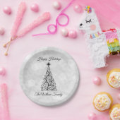 Elegante Moderne Schwarz-weiße Weihnachtsfeier Pappteller (Party)