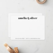 Elegante, moderne, schwarze, fette Namensadresse b Mitteilungskarte (Vorderseite/Rückseite Beispiel)