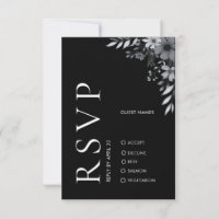Elegante moderne schwarze florale Hochzeits-RSVP-K
