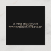 Elegante moderne, schwarze, goldene Diamanten Quadratische Visitenkarte (Rückseite)