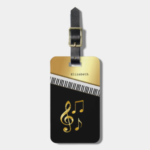 Elegante moderne schwarze goldene Noten, Klavierta Gepäckanhänger