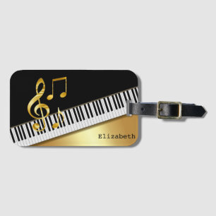 Elegante moderne schwarze goldene Noten, Klavierta Gepäckanhänger