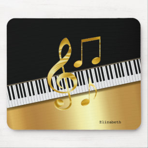 Elegante moderne schwarze goldene Noten, Klavierta Mousepad