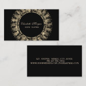 Elegante moderne, schwarze, goldene Rahmen-Wirbel Visitenkarte (Vorne/Hinten)