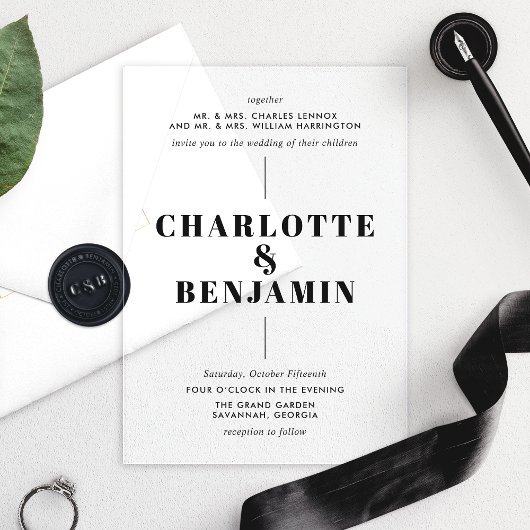 Elegante Moderne Schwarze Hochzeit Acryleinladungen