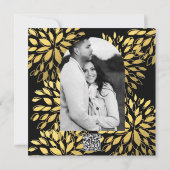 Elegante Moderne Schwarze Hochzeit der Goldenen Bl Einladung (Rückseite)