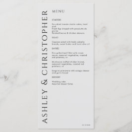 Elegante Moderne Schwarze Hochzeit Menükarte