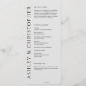 Elegante Moderne Schwarze Hochzeit Programm (Vorderseite)