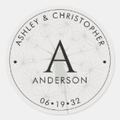 Elegante Moderne Schwarze Hochzeit Runder Aufkleber (Vorderseite)